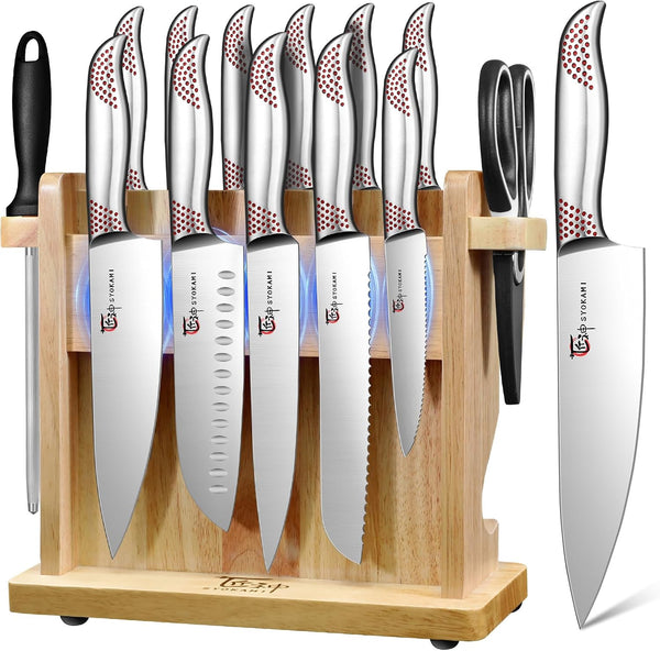 SYOKAMI Modern 14-piece Magnetic Knife Block Set