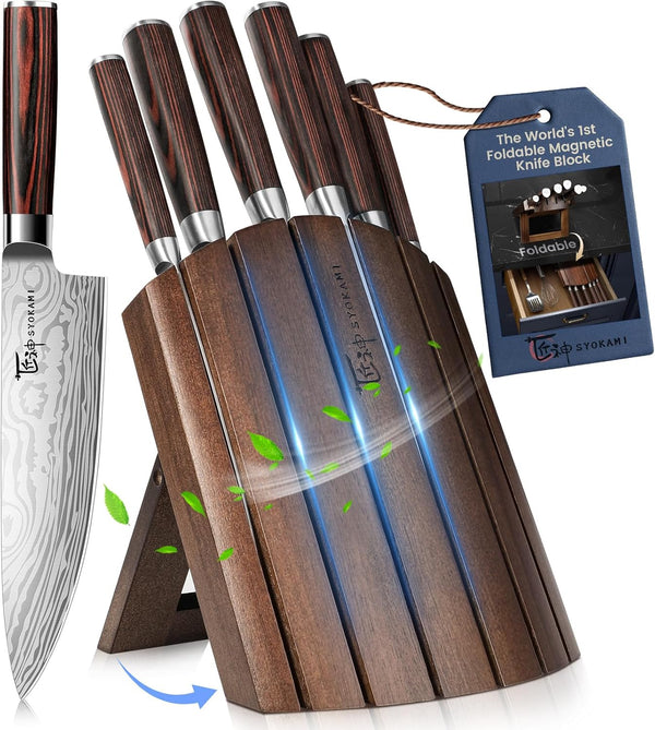 SYOKAMI Foldable Magnetic Knife Block Set