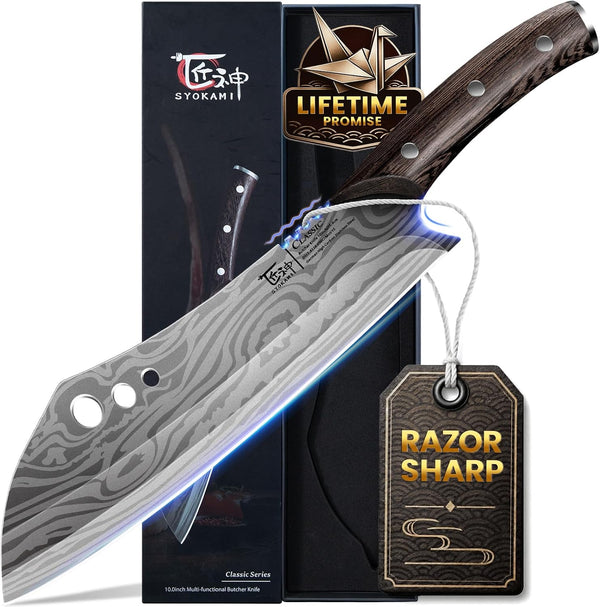 SYOKAMI 10-inch Butcher Knife with Herb Stripper