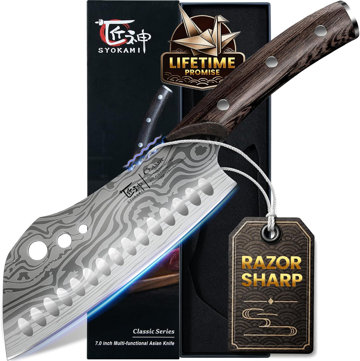 7-inch Asian Chef Knife with Herb Stripper — 7-inch Asian chef knife