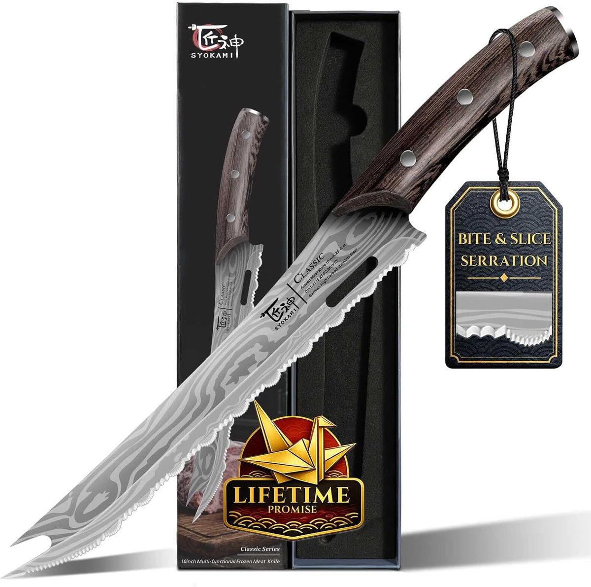 10-inch Fork-Tip Serrated Slicing Knife