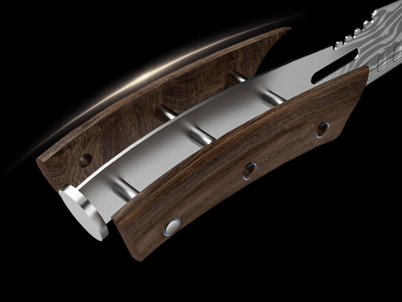 SYOKAMI 10.5-inch Butcher Breaking Knife: Connected from tip to handle.