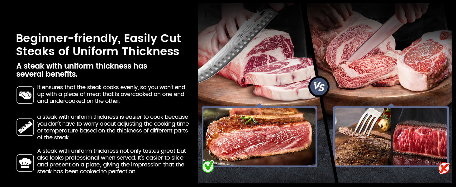 SYOKAMI 10.5-inch Butcher Breaking Knife: Portion with consistency.