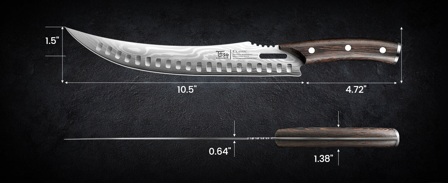 SYOKAMI 10.5-inch Butcher Breaking Knife: blade and handle dimensions