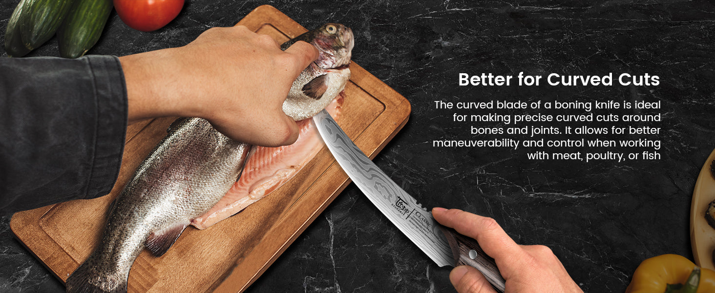 SYOKAMI 6.5-inch Curved Boning Knife: Follow curved contours.
