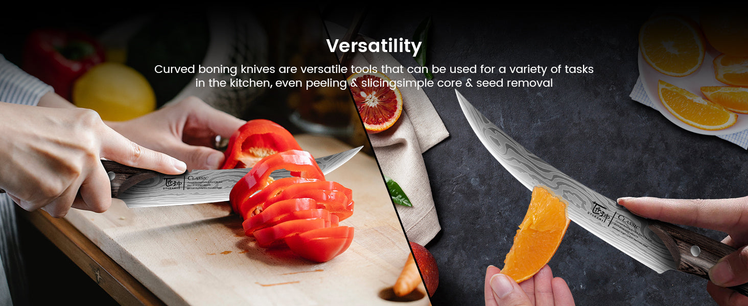 SYOKAMI 6.5-inch Curved Boning Knife: Prepare meat, poultry and fish.