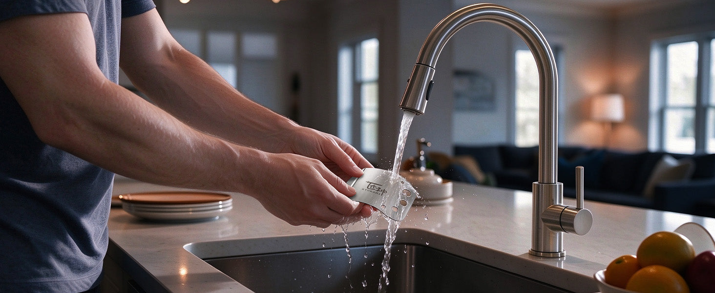 SYOKAMI Stainless Steel Finger Guards, 2-Pack: washing the stainless steel finger guard