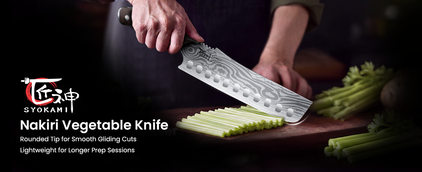 SYOKAMI 7.2-inch Nakiri Vegetable Knife: product overview