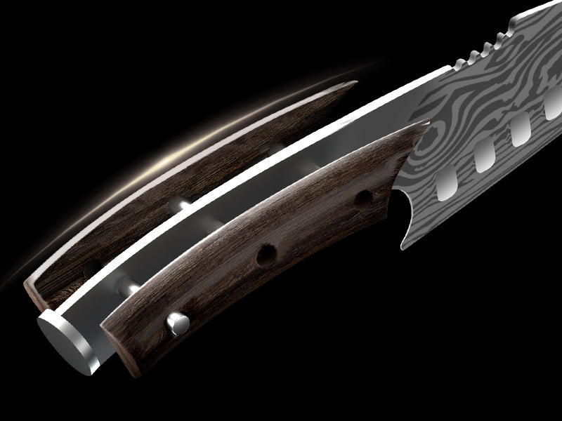 SYOKAMI 7.2-inch Nakiri Vegetable Knife: Connected from blade to handle.