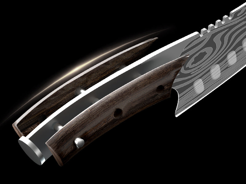 SYOKAMI 8.2-inch Kiritsuke Chef Knife: Connected from blade to handle.