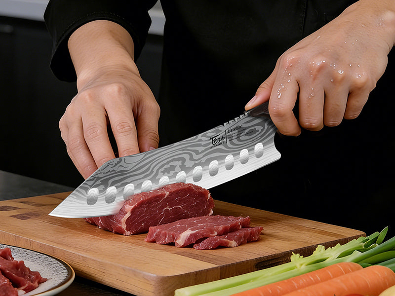 SYOKAMI 8.2-inch Kiritsuke Chef Knife: Natural grain. A shaped hold.