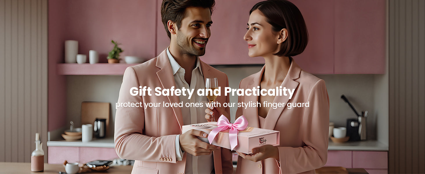 SYOKAMI Stainless Steel Finger Guards, 2-Pack: Rose Gold two-piece guard gift set