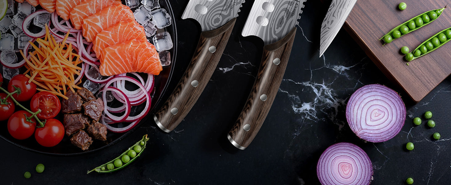 SYOKAMI 3-piece Kitchen Knife Set: Prepare a board of ingredients.