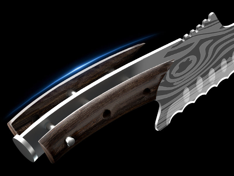 SYOKAMI 10.5-inch Offset Bread Knife: Connected through the handle.