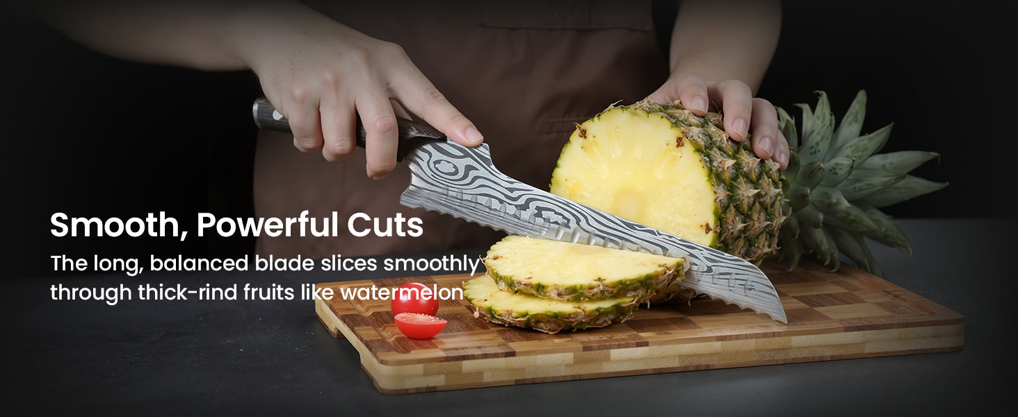 SYOKAMI 10.5-inch Offset Bread Knife: Work with larger fruit.