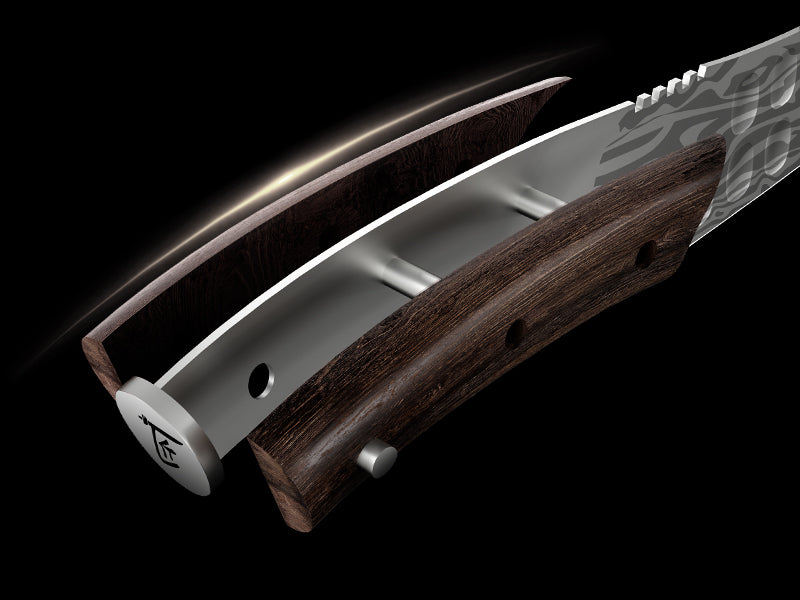 SYOKAMI 9.5-inch Gyuto Chef Knife: Connected from blade to handle.