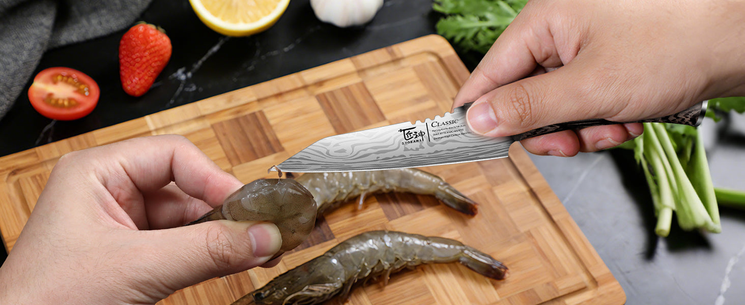 SYOKAMI 4-inch Paring Knife with Cover: Prepare shrimp with precise movements.