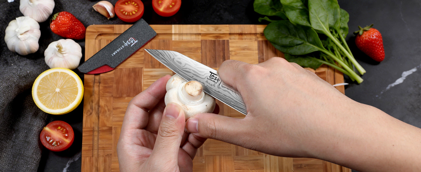 SYOKAMI 4-inch Paring Knife with Cover: Trim mushrooms for the pan.