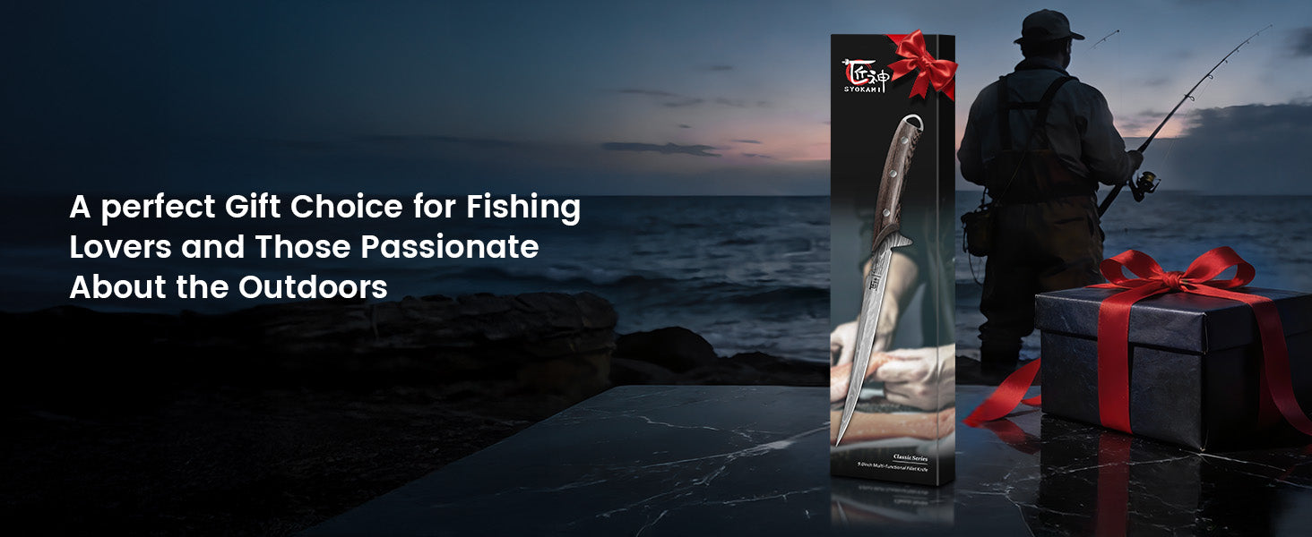 SYOKAMI Classic Fillet Knife: 9-inch fillet knife and sheath in gift packaging