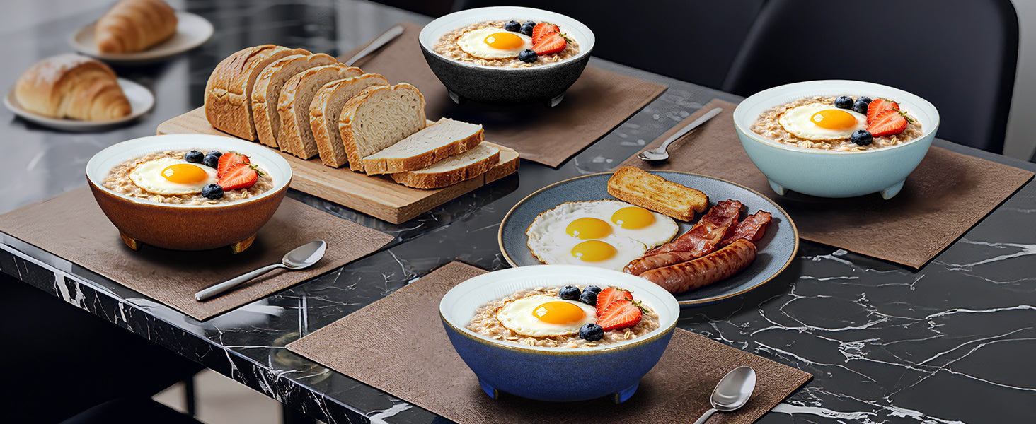SYOKAMI 4-Piece Ceramic Prep Bowls with Lids & Pestle: Small portions for breakfast.