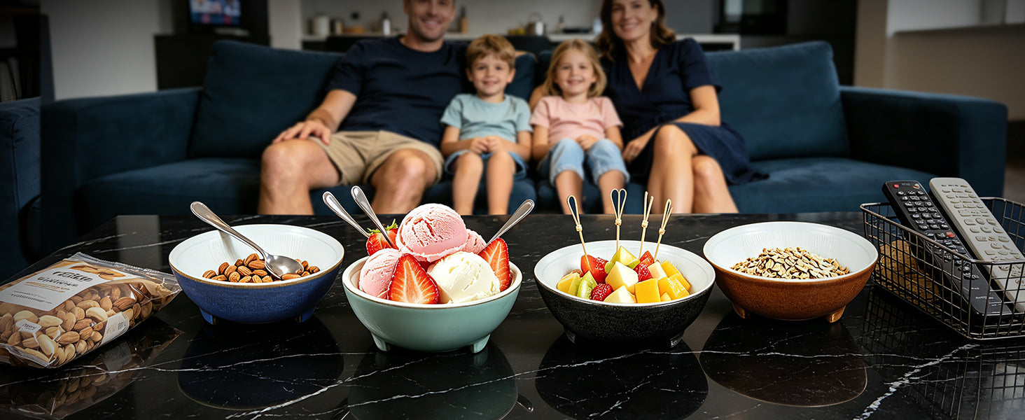 SYOKAMI 4-Piece Ceramic Prep Bowls with Lids & Pestle: Snacks, one bowl at a time.