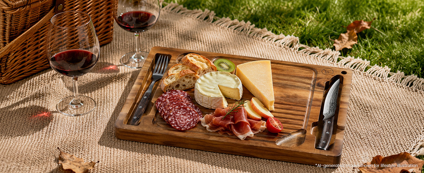 SYOKAMI Acacia Steak Serving Board Set: Arrange a selection to share.