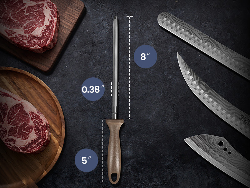 SYOKAMI 9-piece Butcher Knife Set with Leather Roll: Include edge care in the routine.