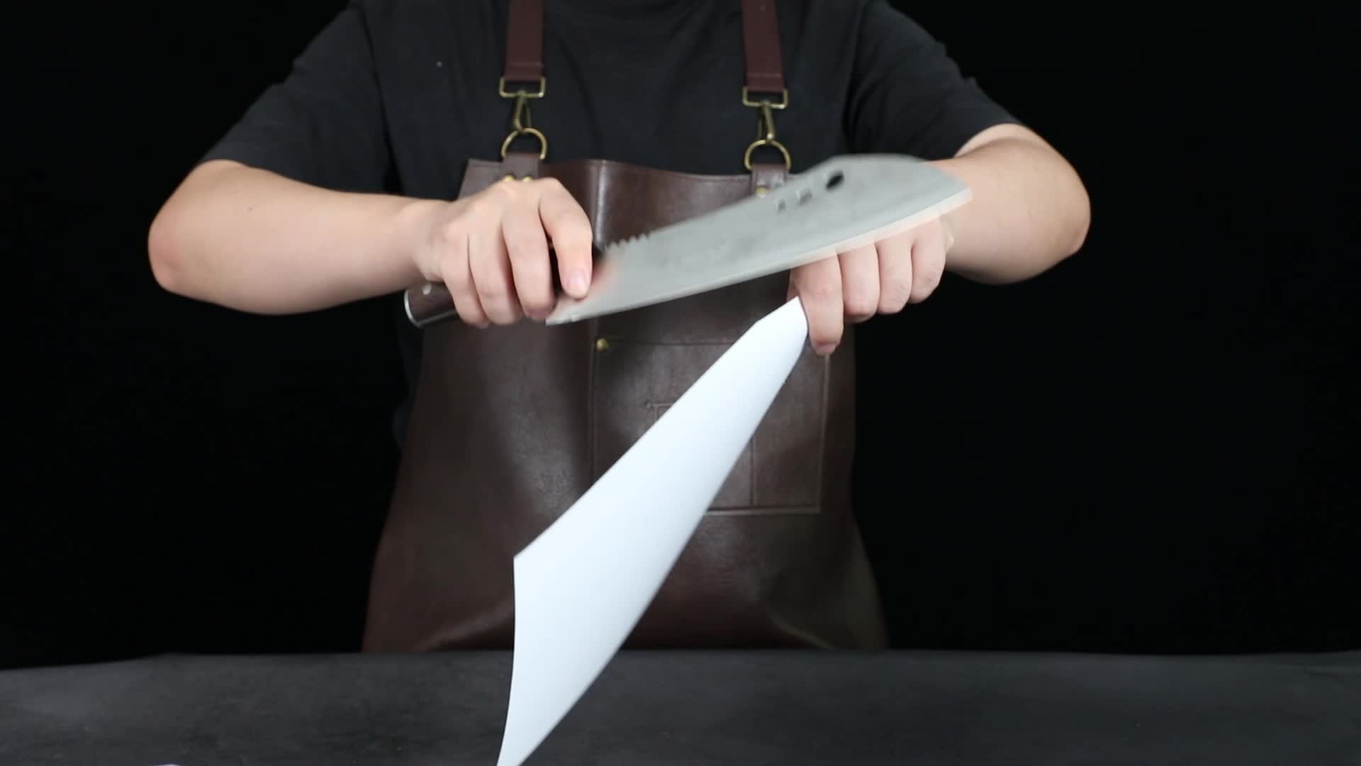 The 10-inch butcher knife edge in action video cover