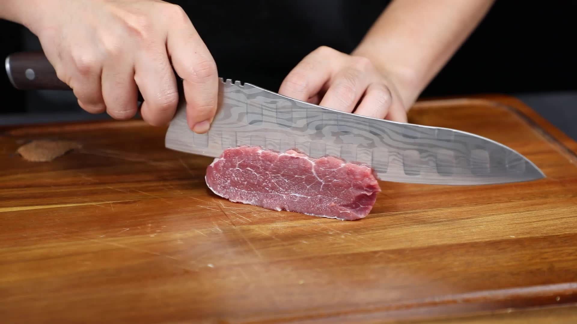 The Gyuto chef knife slicing boneless meat video cover