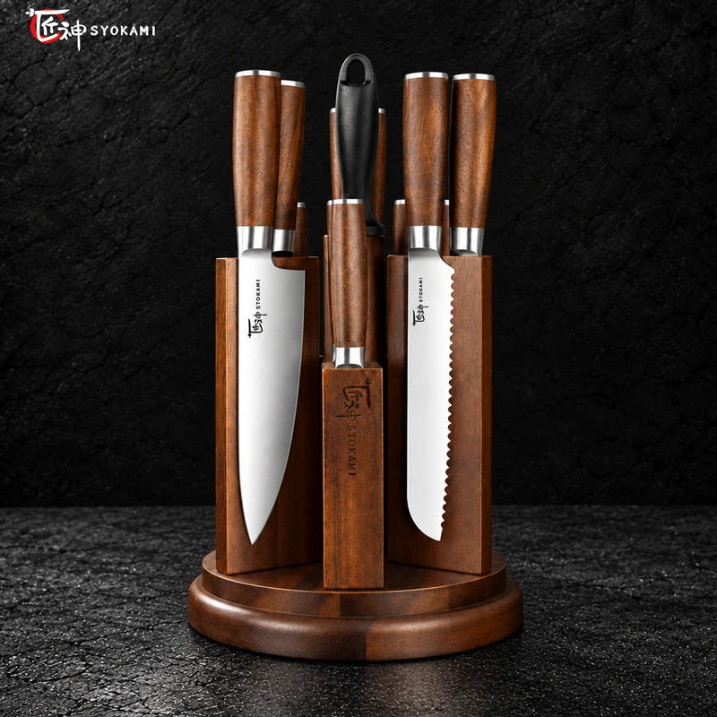 SYOKAMI Kitchen Knife Set of 14 with Magnetic 360° Rotatable Block — Default Title